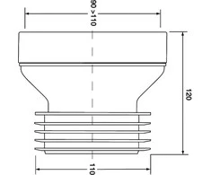 McAlpine WC jungtis tiesiai 110mm 90 ° WC-CON1