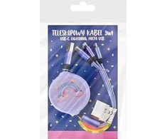 USB kabelis MCD USB-A - USB-C + microUSB + Lightning 1,1 m violetinis (5903420909494)