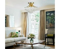 Mdeco lubinis šviestuvas ELM5191/4 TR MDECO glamour lubinis šviestuvas metalinis rėmas su aukso kristalais