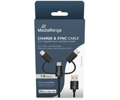 MediaRange 3-in-1 kabelis micro USB, USB-C ir Lightning