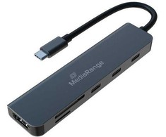 „MediaRange HUB USB-C 6 in 1“ daugiaportinis adapteris, sidabrinis