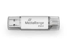 Pendrive MediaRange 3.2 Gen 1 USB-A i USB-C 512GB Sidabrinė (MR940-1)