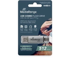 Pendrive MediaRange 3.2 Gen 1 USB-A i USB-C 512GB Sidabrinė (MR940-1)
