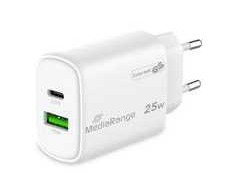 Įkroviklis MediaRange GaN 1 USB-A 1 USB-C 25W (MRMA112-2)