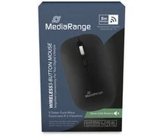 „MediaRange“ optinė 4 mygtukų belaidė pelė, daugiafunkcinė, „Sym“, juoda