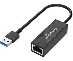 „MediaRange“ USB-A tinklo adapteris su RJ45 prievadu, 20 cm, juodas