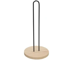 Metalinis ir medinis popieriaus laikiklis, juodas, 33 x 15 x 15 cm, KITCHEN&amp;GO
