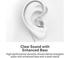 MEE garso ausinės MEE Audio M6-R3 Sportinės į ausis įdedamos ausinės su nuotolinio valdymo pulteliu, IPX5 - Clear