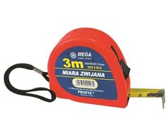 Mega Miara Susukta matavimo juosta 5 m / 13 mm balta arba geltona plieninė juosta, averzo spalva