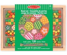 Melissa &amp; Doug Medinių karoliukų vėrimo rinkinys Gėlytės 120 d. Melissa &amp; Doug, 14178