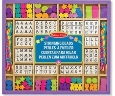 Medinių karoliukų vėrimo rinkinys su raidėmis Melissa &amp; Doug