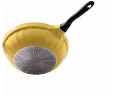 Mellow Yellow BUYDEEM aliuminio keptuvė su nelimpančia danga ir stikliniu dangčiu, 30 cm, modelis CP102, spalva Mellow Geltona