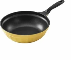 Mellow Yellow BUYDEEM aliuminio keptuvė su nelimpančia danga ir stikliniu dangčiu, 30 cm, modelis CP102, spalva Mellow Geltona