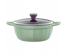 Mellow Yellow BUYDEEM emaliuotas nelimpantis puodas 4,5 l, modelis CP152, spalva „Cozy Greenish“