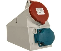 Mennekes Dvisienis lizdas 16A 2p + E (su Bolt) 230V IP44 + 16A 5p 6h 400V besiūliai terminalai MEN1649NF