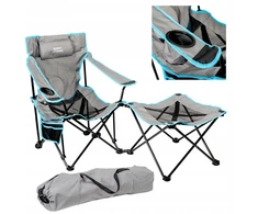 Mentor PLATINET CAMPING SET OF 2, FOLDING TABLE/ FOOTREST + CHAIR Juodas Mėlynas [45907]