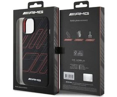 Mercedes AMG AMHMP15M23SSPK Apple iPhone 15 Plus / 14 Plus 6.7″ juodos spalvos kietas dėklas with Silicone Large Rhombuses Patter