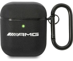 Mercedes "AMG Leather Big Logo" - "Apple AirPods" dėklas, juodos spalvos