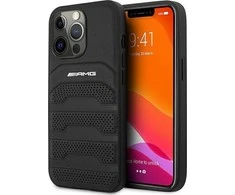 Mercedes Benz Apple iPhone 14 Pro Mercedes AMG odinis dėklas Debossed Lines (AMHCP14LGSEBK) juodos spalvos