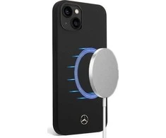 Mercedes MEHMP14MSILBK Apple iPhone 14 Plus / 15 Plus 6.7″ juodos spalvos kietas dėklas Silicone Line MagSafe