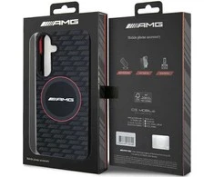 Mercedes AMG AMHMS24M23SMRK S24+ S926 juodos spalvos kietas dėklas with Silicone Carbon Pattern and MagSafe