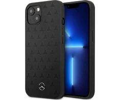 Mercedes Benz Apple iPhone 13 Mini Mercedes dėklas odinis Stars Pattern (MEHCP13SPSQBK) juodos spalvos