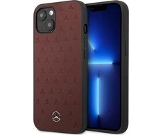 Mercedes Benz Apple iPhone 13 Mini Mercedes dėklas odinis Stars Pattern (MEHCP13SPSQRE) raudonos spalvos