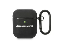 Mercedes "AMG Leather Big Logo" - "Apple AirPods" dėklas, juodos spalvos