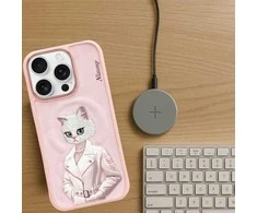 „Nimmy Magnetic“ madingas mielas augintinio formos „MagSafe“ dėklas, skirtas „iPhone 16 Pro Max“ – rožinis