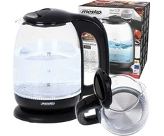 Mesko | Virdulys | MS 1302b | Electric | 2200 W | 1.7 L | Glass | 360° rotational base | Juodas