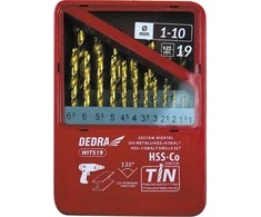 Grąžtas Dedra Rinkinys metalui HSSkobaltasTiN 19 vnt 135