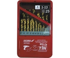 Grąžtas Dedra Rinkinys metalui HSSkobaltasTiN 25 vnt 135