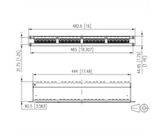 Metz Connect GmbH BTR skydinis pultas E-DAT C6A, Cat.6A, 24 prievadai, 48,30cm (19''), sidabrinis anoduotas (130855C-E)
