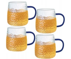 MG Home STIKLINĖS 4 X 350 ML RAŠTUOTOS SU AUSELE MĖLYNOS