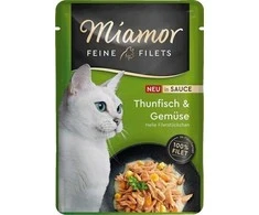 MIAMOR Fine Filets Tunas su daržovėmis padaže - šlapias kačių maistas - 100g
