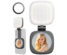 Michaelmarinelli LED lempa + magnetinis veidrodėlis telefonui „MagSafe“ nuotraukoms, asmenukėms, vaizdo tinklaraščiui C140 / juoda