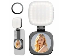 Michaelmarinelli LED lempa + magnetinis veidrodėlis telefonui „MagSafe“ nuotraukoms, asmenukėms, vaizdo tinklaraščiui C140 / juoda