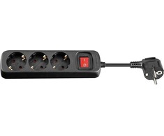 MicroConnect maitinimo juosta 3 lizdai 3 m juoda (GRU0033B)