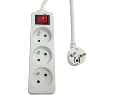 MicroConnect 3 padėčių maitinimo laido įjungimo/išjungimo jungiklis, prancūziškas E tipo, 1,5 m