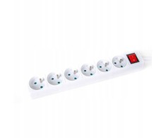 MicroConnect OMEGA ilgintuvas, maitinimo laidas, 5,0 m, 16 A, 6 lizdai, E tipo, prancūziškai baltas [46085]