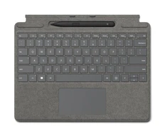 Microsoft Surface Pro 8/9/X 13" dėklas su klaviatūra ir rašikliu, anglų (JAV) išdėstymas, platinos spalvos