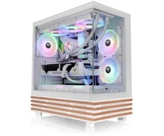 Thermaltake View 270 Plus WS ARGB , Tower-case - baltas/holz, Tempered Glass x 2, Holz-Struktur