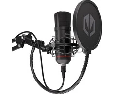 Endorfy Solum juodas kondensatorinis mikrofonas su laidu + laikiklis | USB