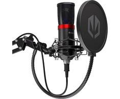 Endorfy Solum Streaming juodas kondensatorinis mikrofonas su laidu + laikiklis | USB