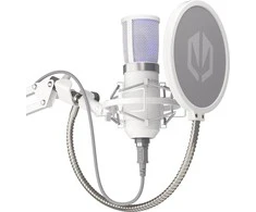 Endorfy Solum Streaming baltas kondensatorinis mikrofonas su laidu + laikiklis | USB