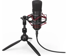 Endorfy Solum T juodas kondensatorinis mikrofonas su laidu + laikiklis | 3.5mm