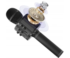 Mikrofonas Maxy Mikrofonas karaoke su głośnikiem pašvietimas RGB juoda