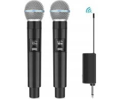 Mikrofonas Puluz 2x Wireless Dynamic Studio Mikrofonas 30 m UHF + imtuvas 6,35 mm ir 3,5 mm / PU644B