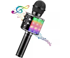 Bemi iWear M85 Karaoke Mikrofonu Bērniem un Pieaugušajiem Ar Efektu un Skaļruņiem &amp; Rekodu Micro SD USB Bluetooth Melns