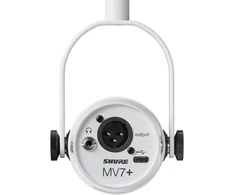 Shure MV7+-W - žodinis/balsinis mikrofonas su XLR/USB-C jungtimi, baltas